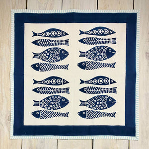 Block Print Cotton Napkins - Set of 4 - Tinned Fish