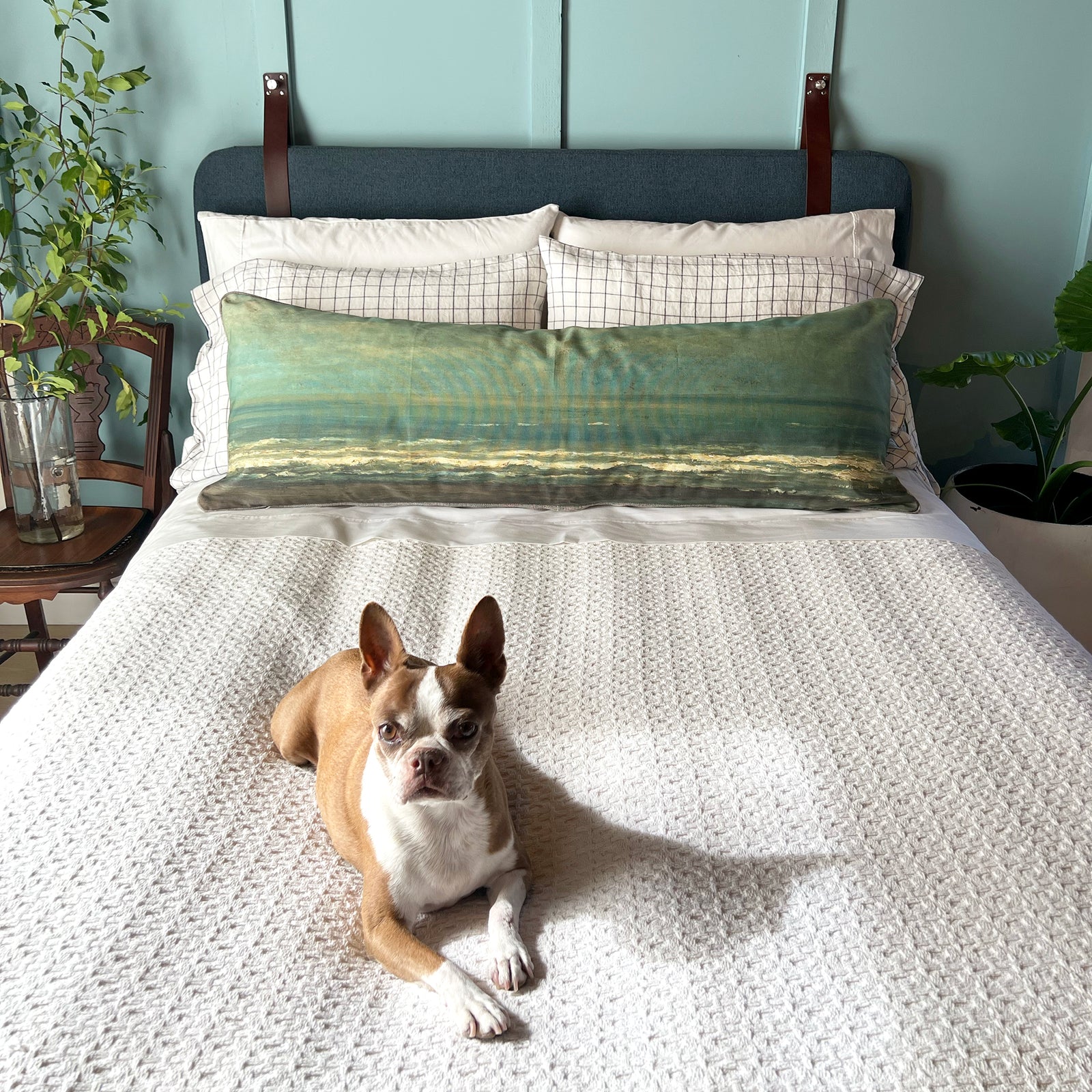 Cotton Canvas Body Pillow Lumbar Cover - "Seascape Near Heijst"