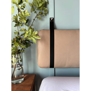 Putty Leather Headboard or Backrest Cushion with Straps - King, Cal King, Queen, Full or Single