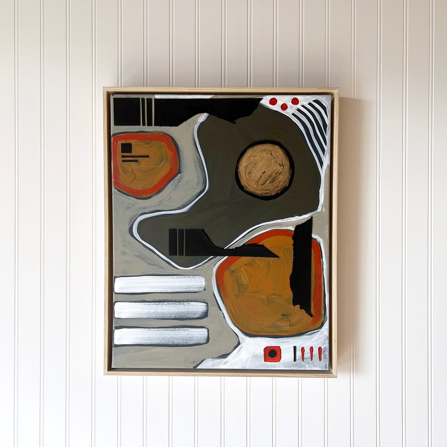 I Saw a Path - Leather & Acrylic on Canvas - 16" x 20"