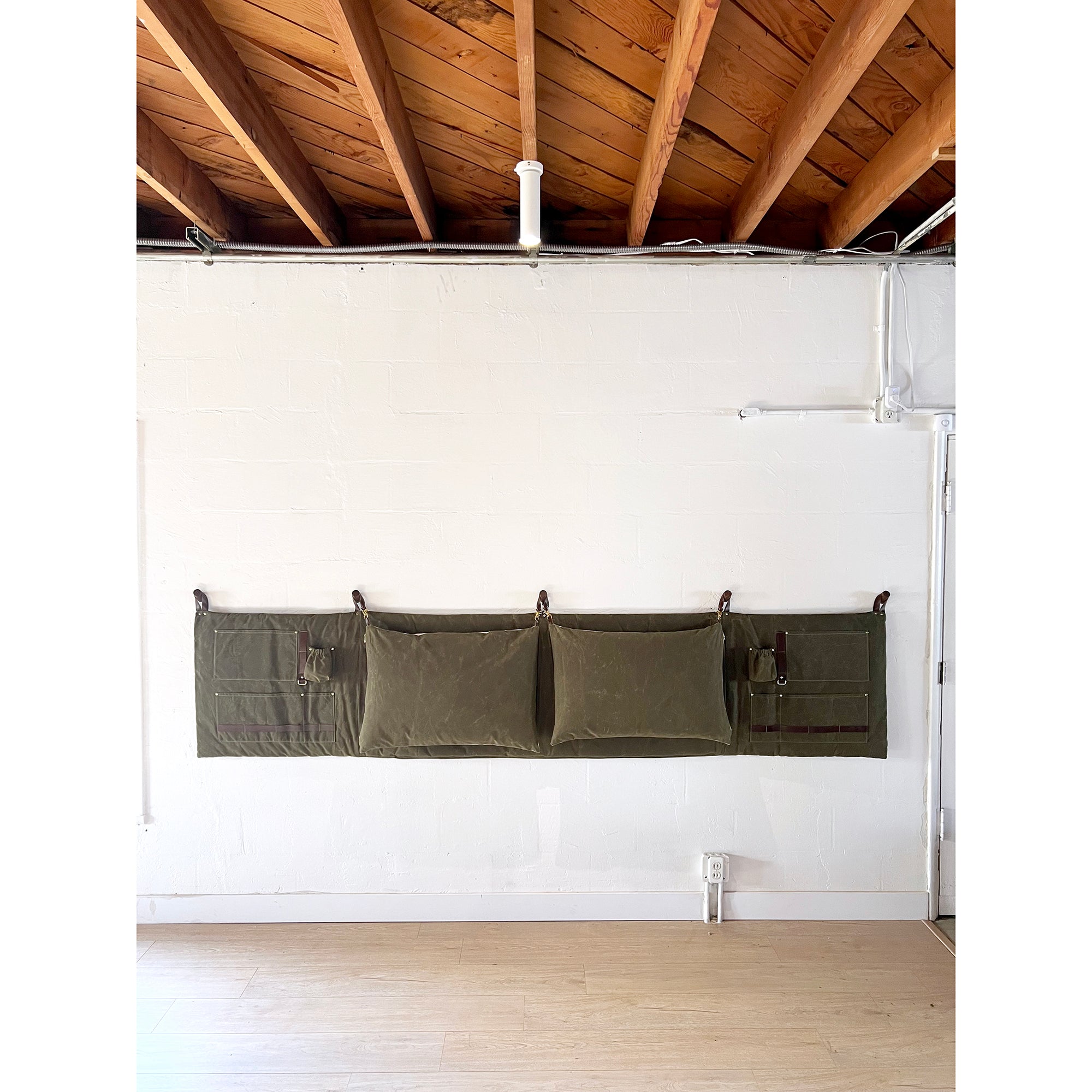 The Scout Headboard - Olive Green - Waxed Cotton Canvas