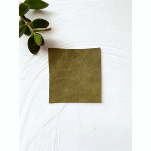 Olive Green Distressed Leather Swatch
