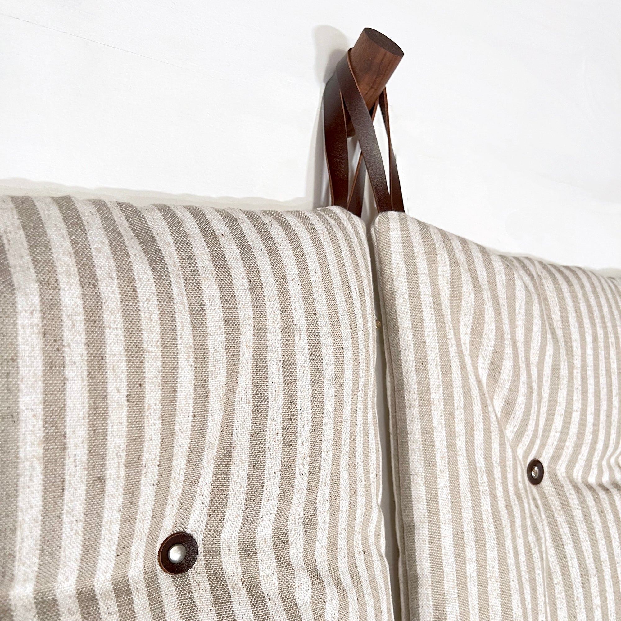 The Tuft Wall Cushion System - Sand Beige & Off White Striped Linen