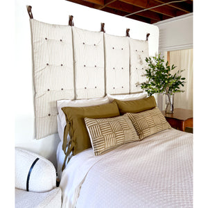 The Tuft Wall Cushion System - Sand Beige & Off White Striped Linen