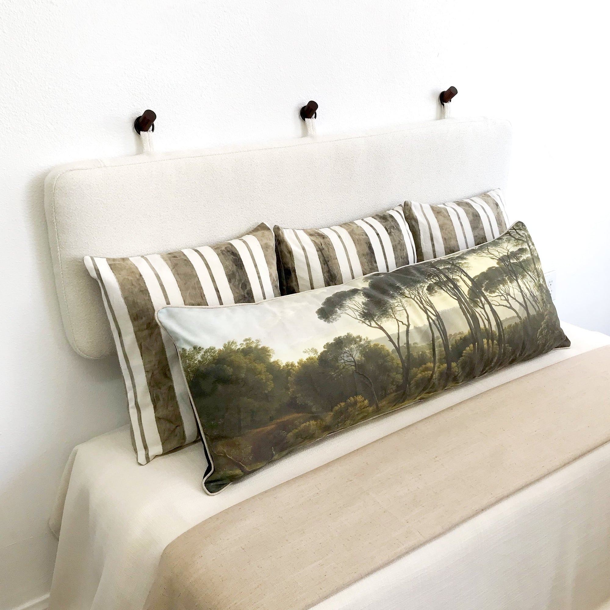 Double Size - Wall Hung Headboard or Backrest Cushion with Rings - Multiple Options