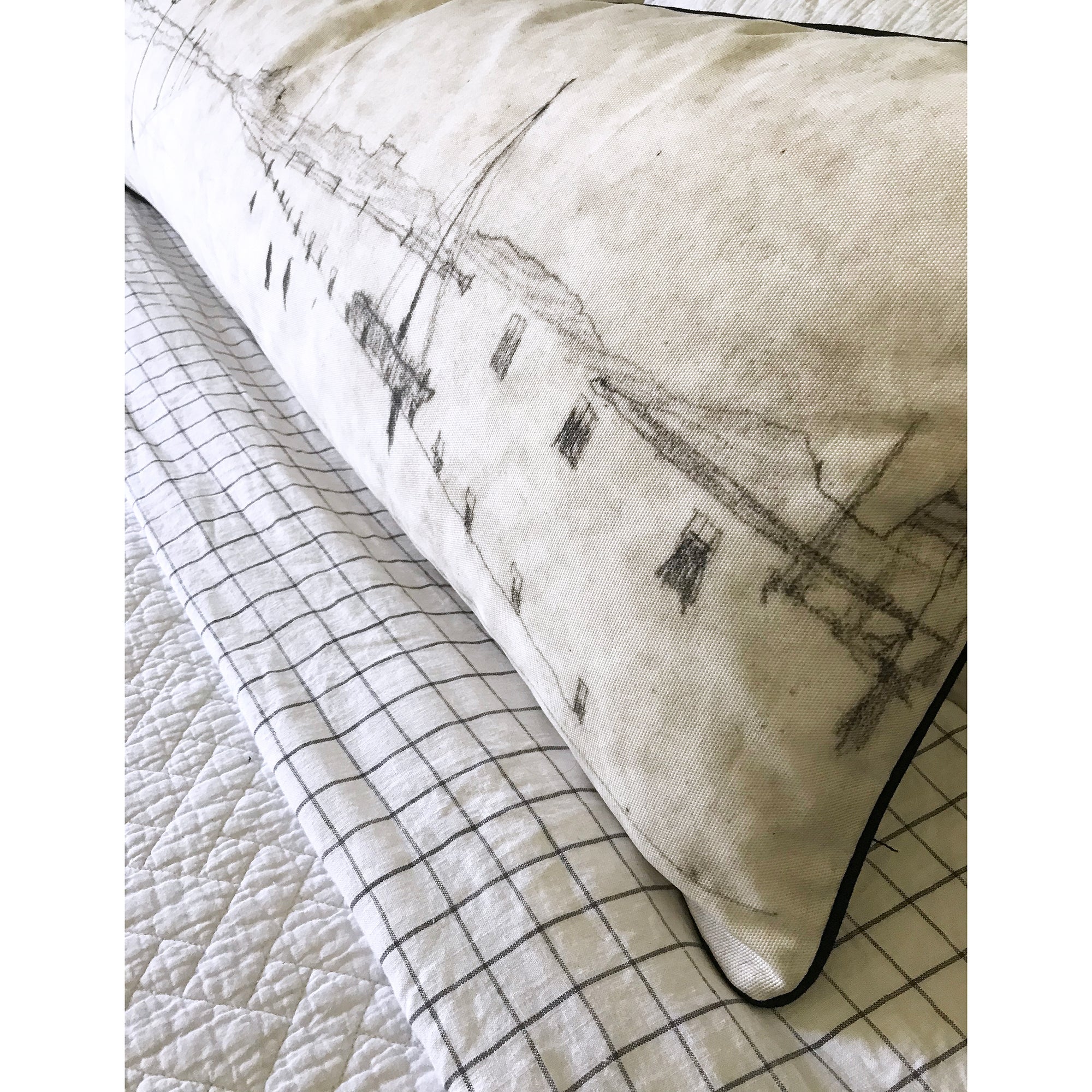 Cotton Canvas Body Pillow Lumbar Pillow Cover - "Scheveningen Harbour"
